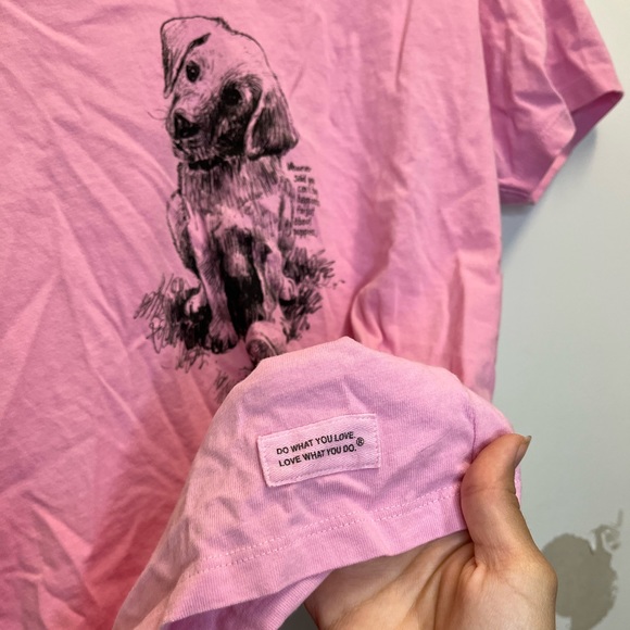 Life is Good Pink Tee Shirt with a Golden Retriever - Picture 3 of 6